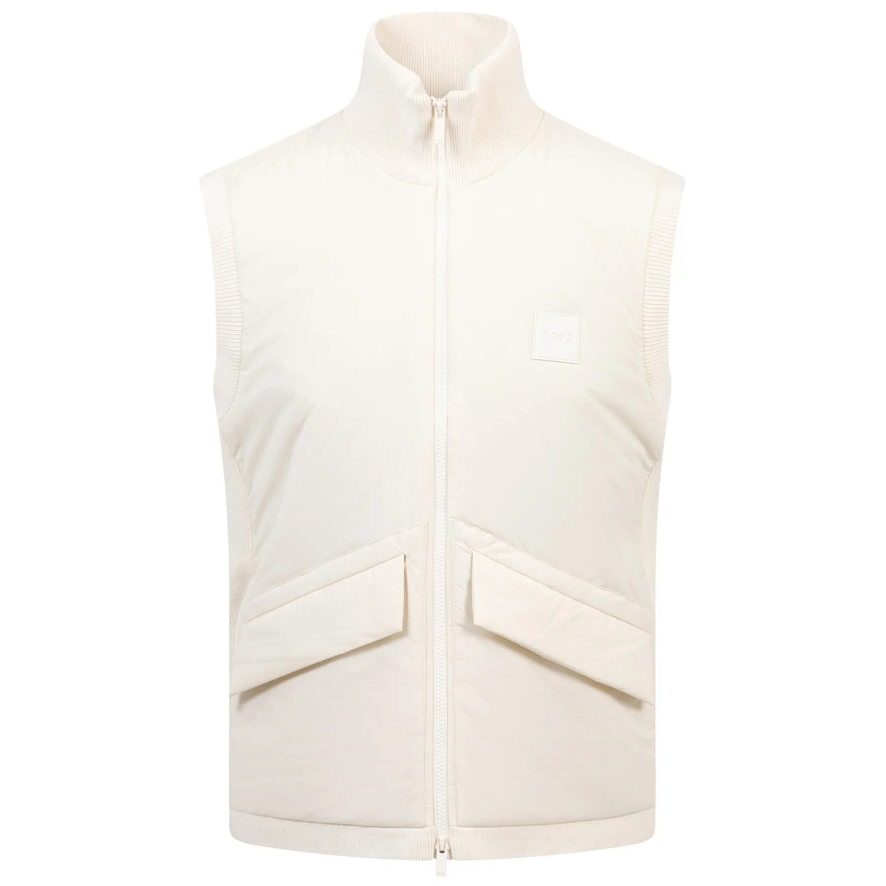 Dragone Knitted Wool Full Zip Gilet Open White - AW24