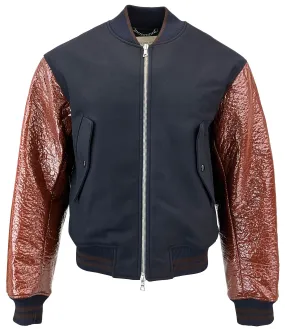 Dries Van Noten Verso Tris Varsity Jacket in Navy