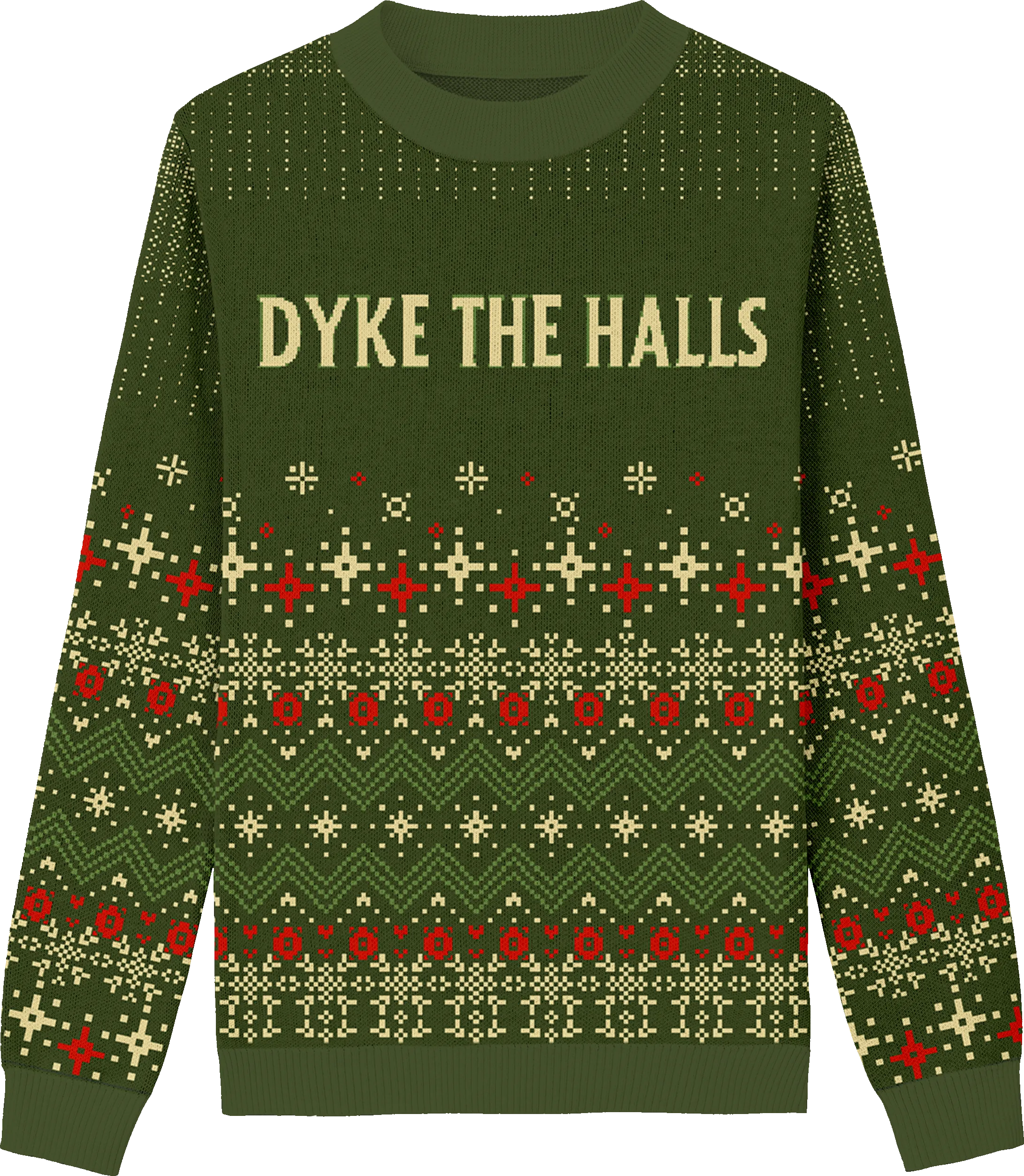 Dyke The Halls (Green) Classic Fit Knit Crewneck