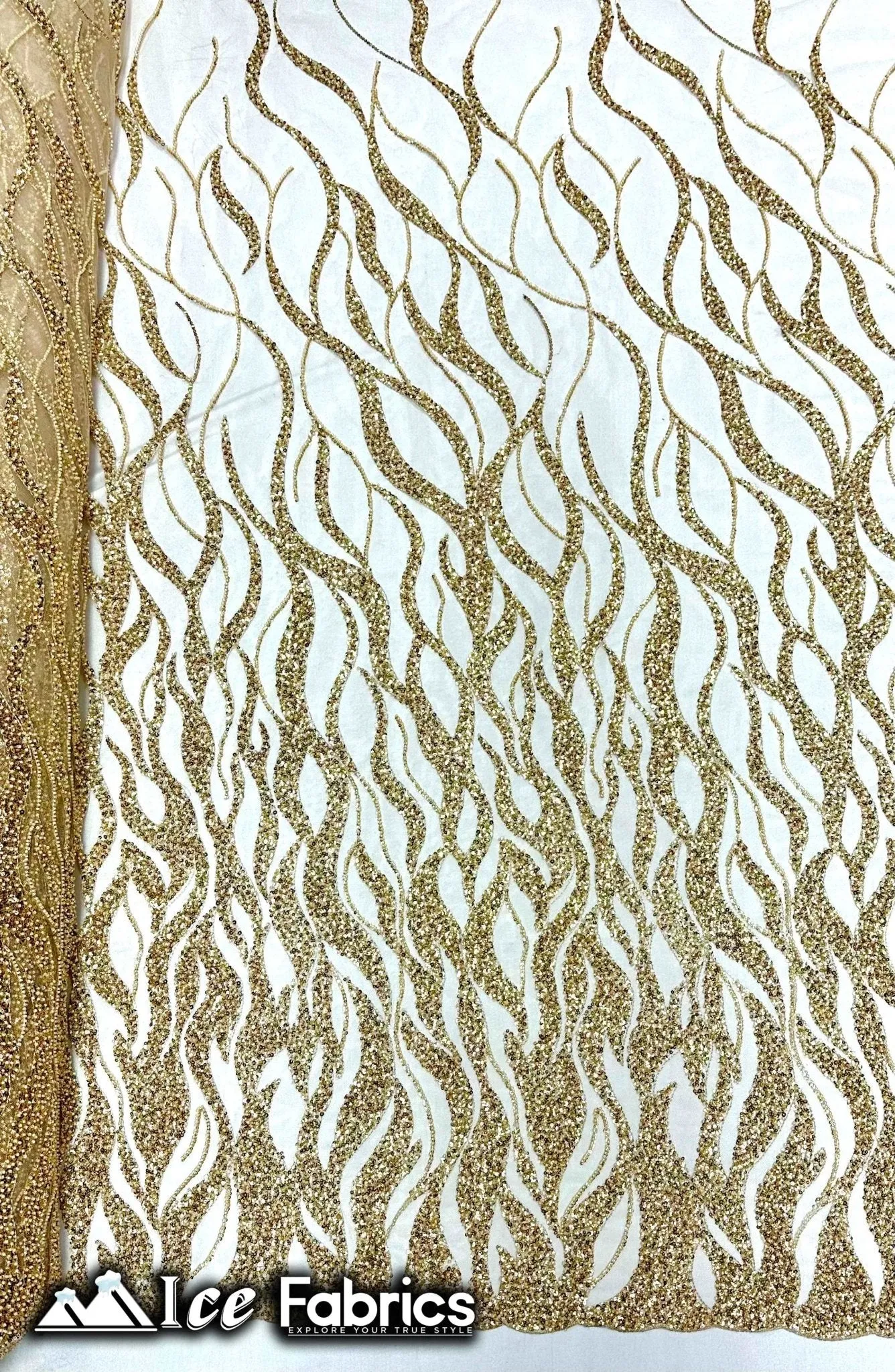 Elegant Heavy Beaded Fabric Lace Fabric with Sequin