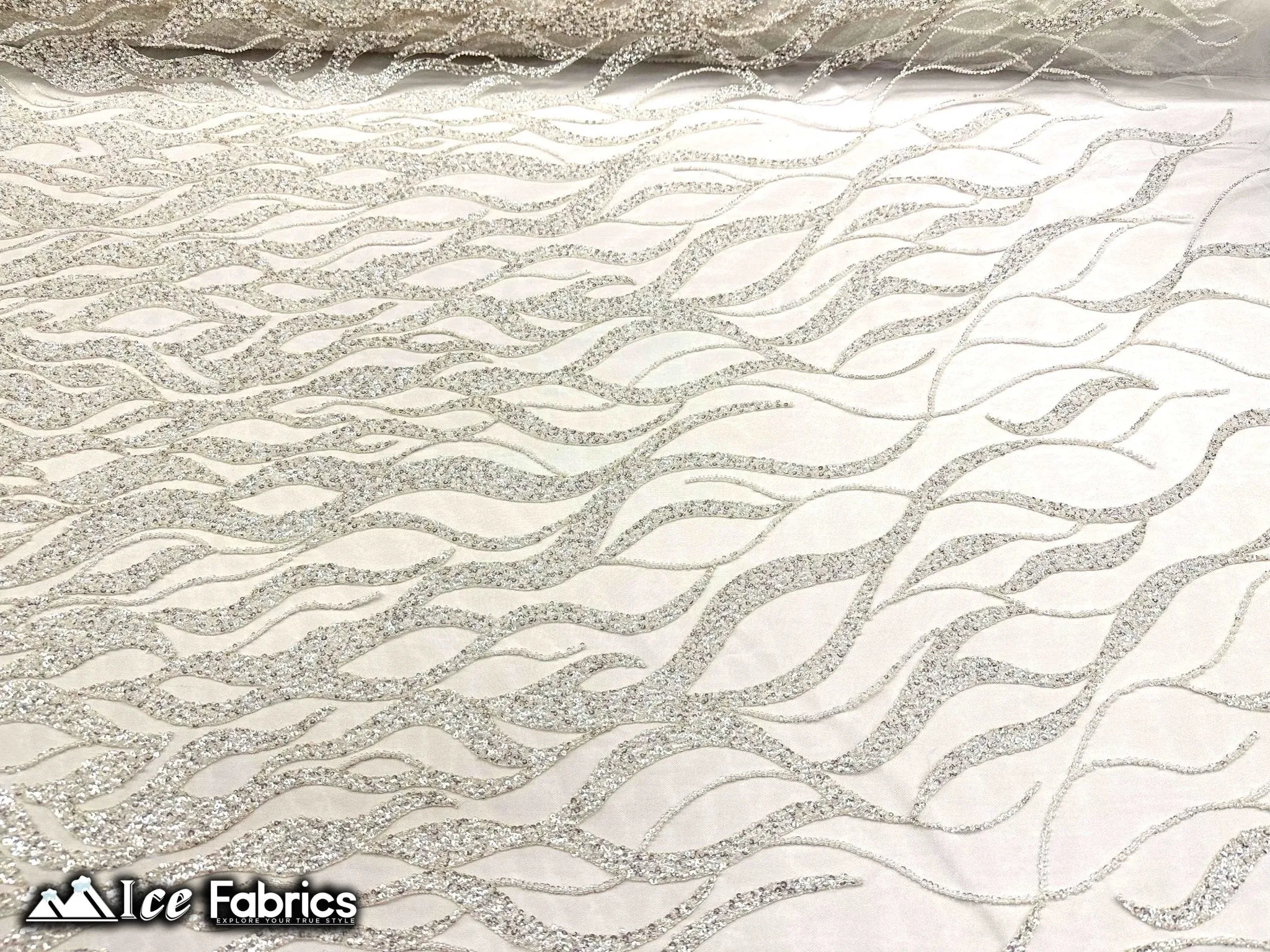 Elegant Heavy Beaded Fabric Lace Fabric with Sequin