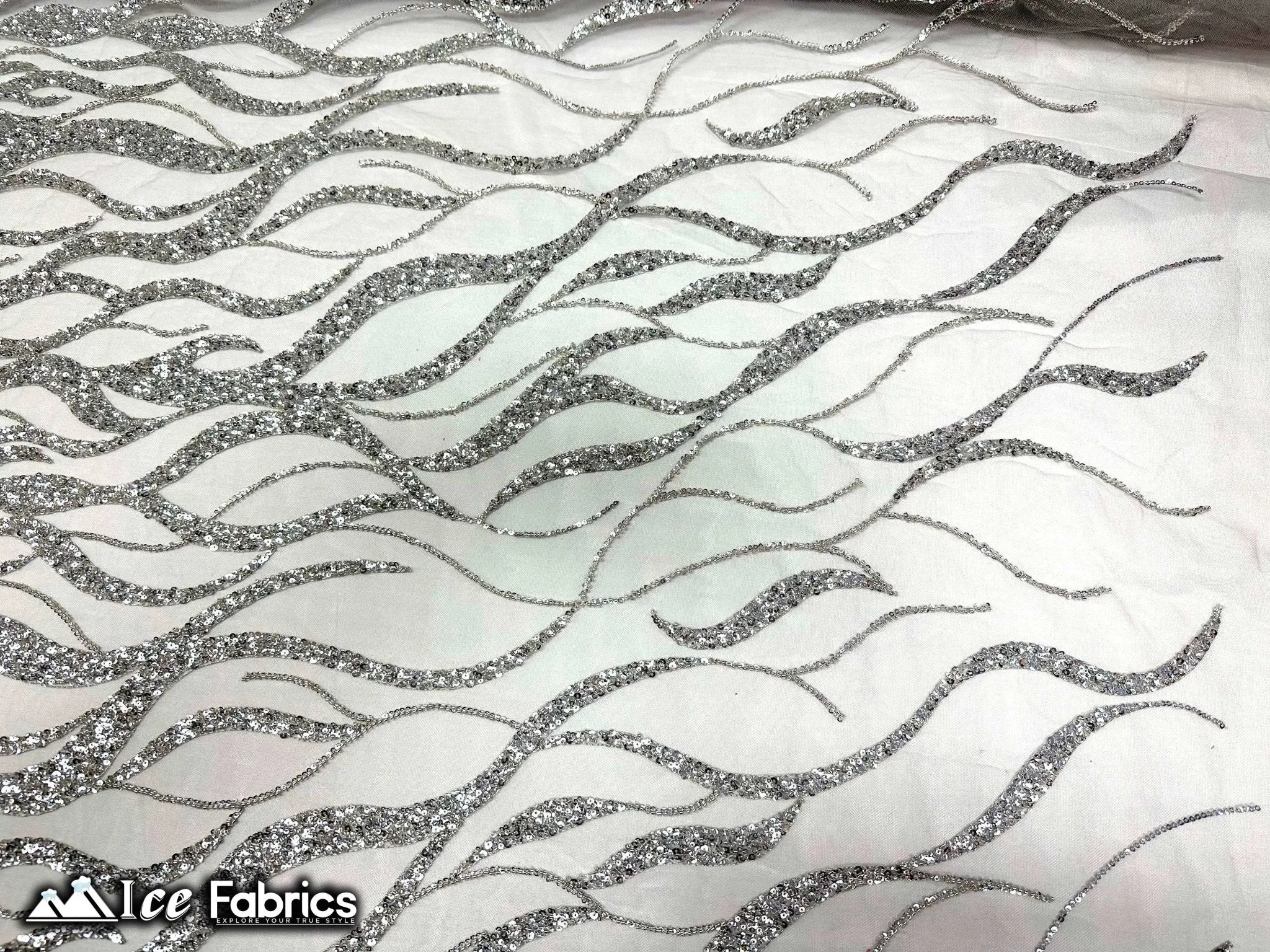 Elegant Heavy Beaded Fabric Lace Fabric with Sequin