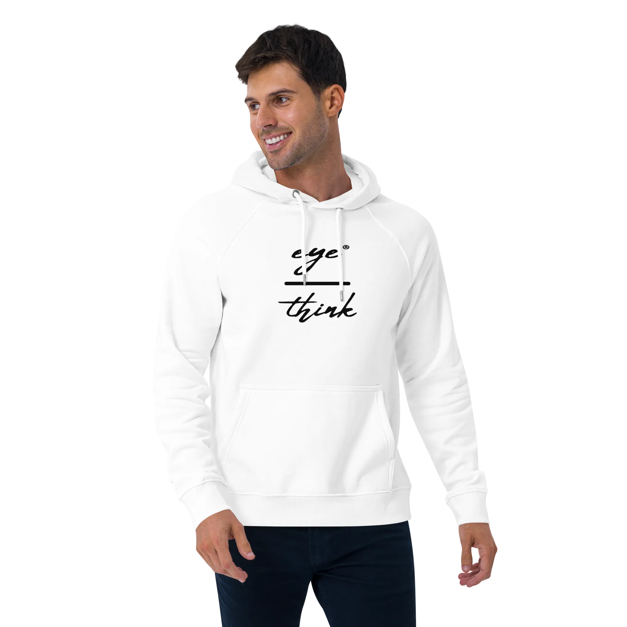 eyeoverthink®  embroidered Unisex eco-raglan hoodie