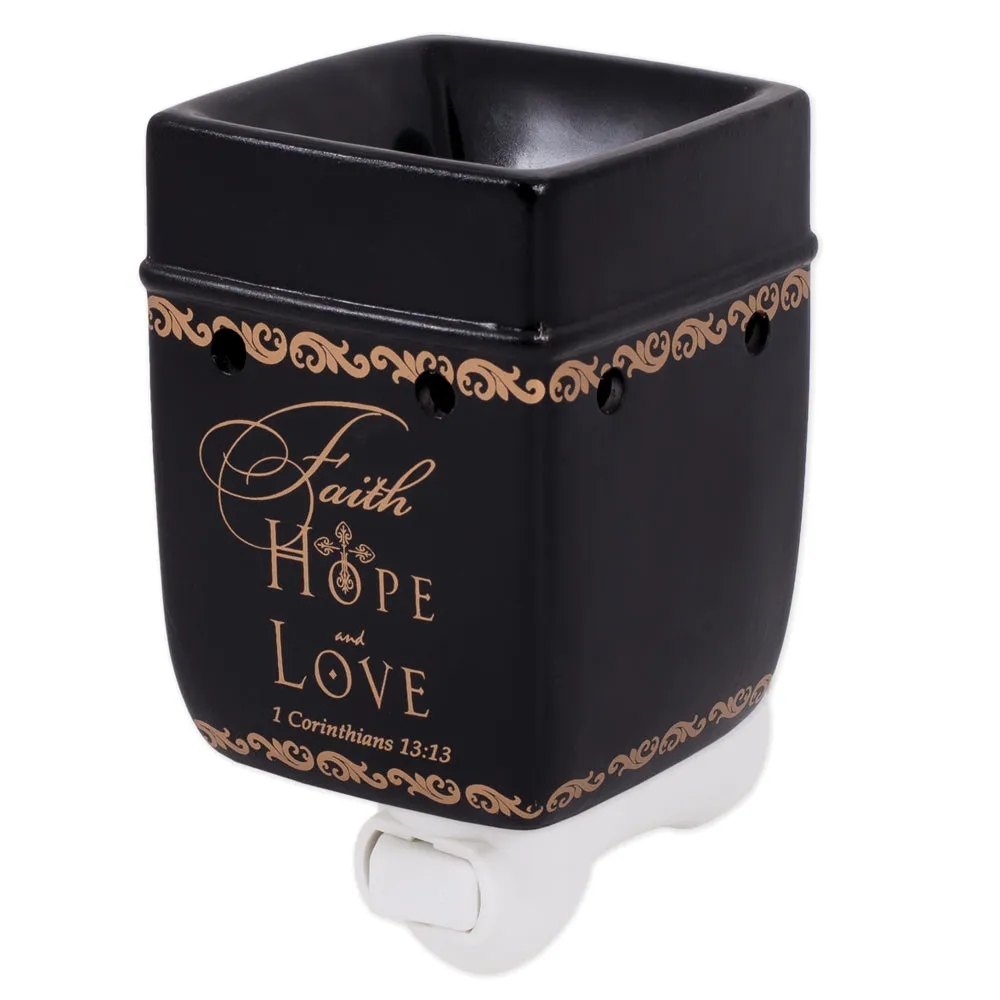 Faith Hope Love Ceramic Stoneware Plug-in Outlet Wax and Oil Warmer