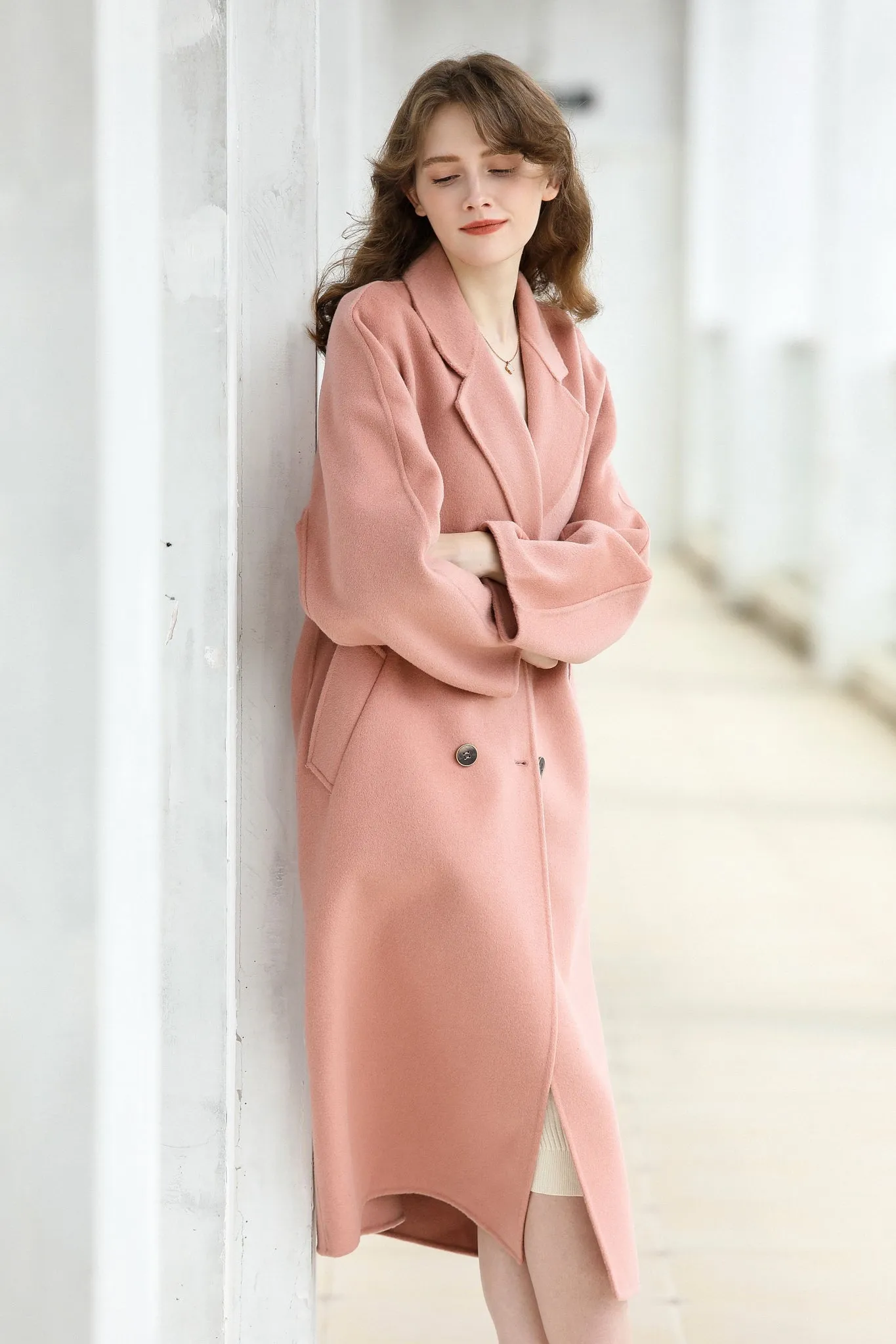 Fangyan | Denise Pink Cocoon Wool Coat