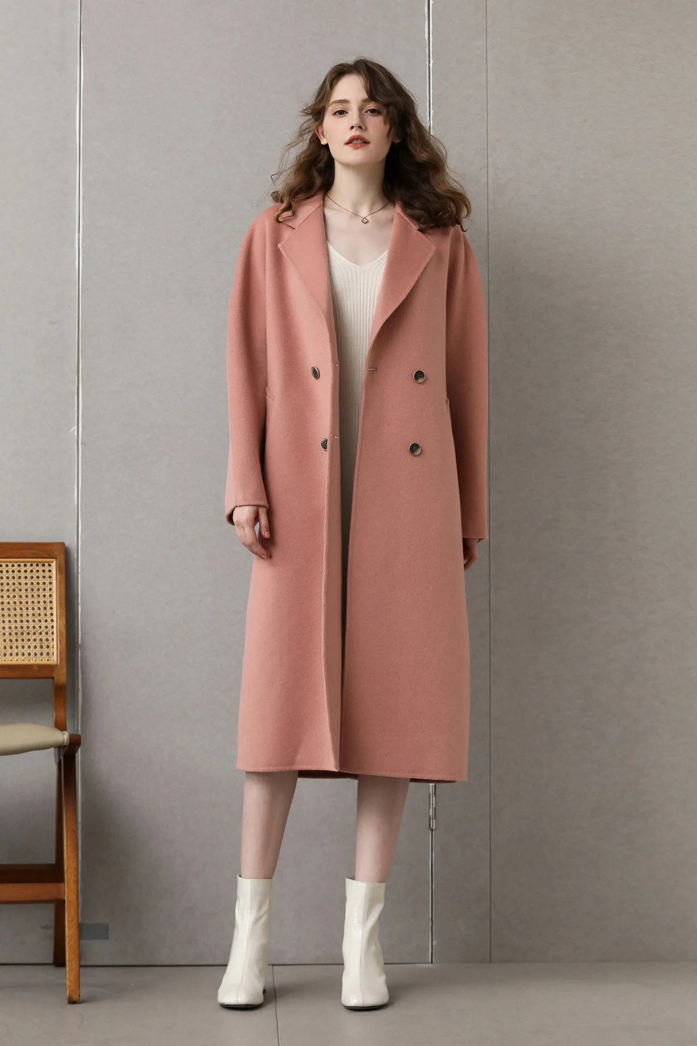 Fangyan | Denise Pink Cocoon Wool Coat