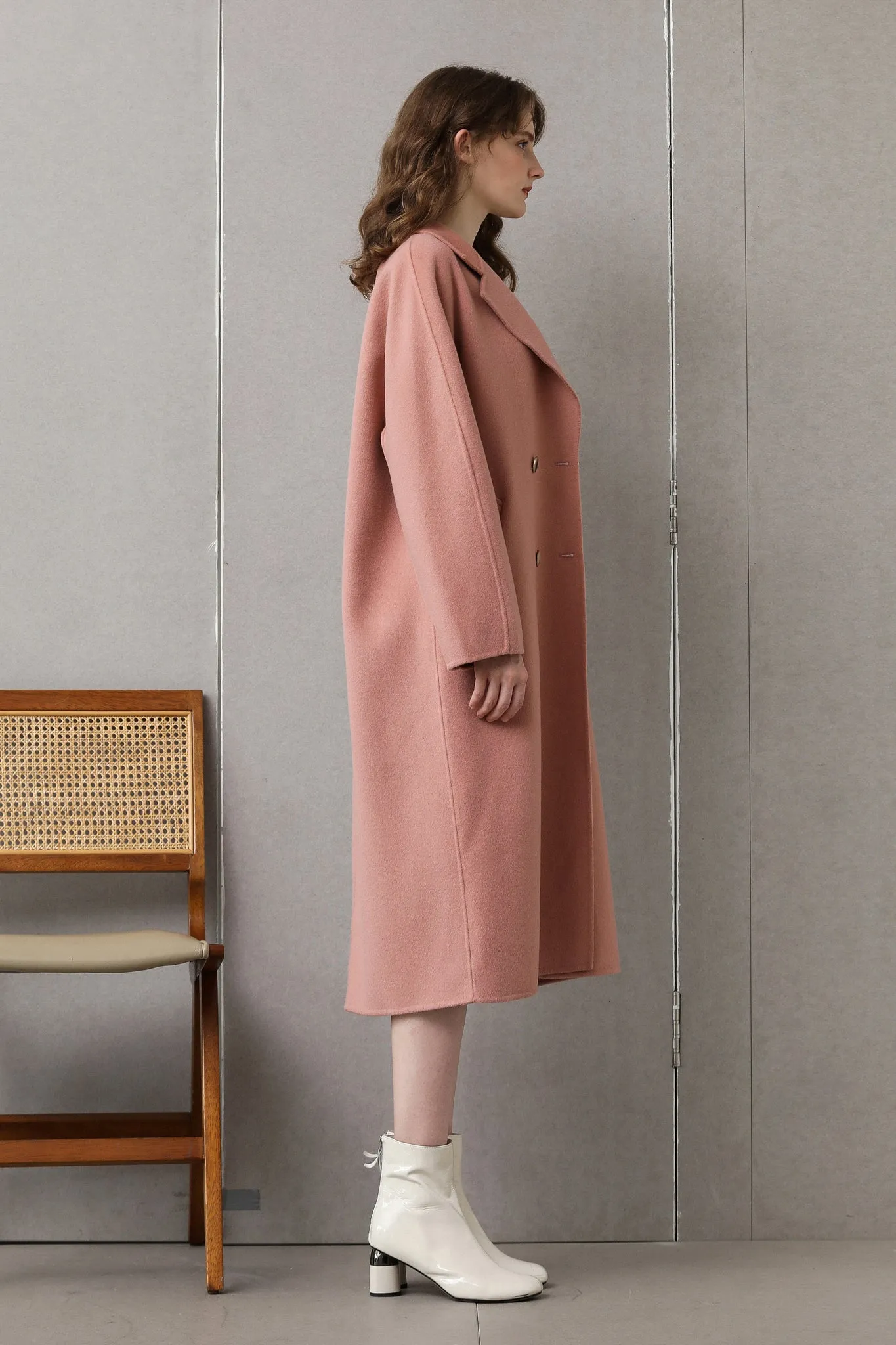 Fangyan | Denise Pink Cocoon Wool Coat