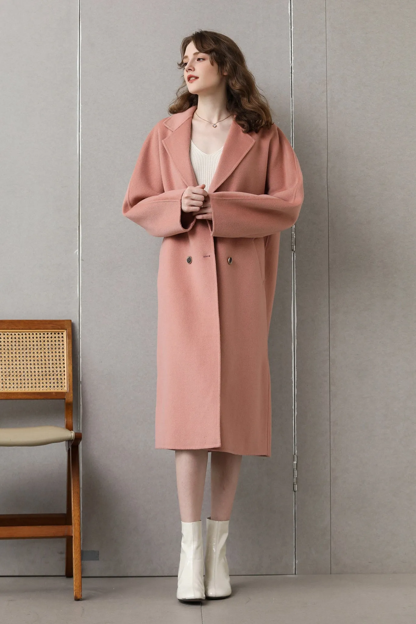 Fangyan | Denise Pink Cocoon Wool Coat