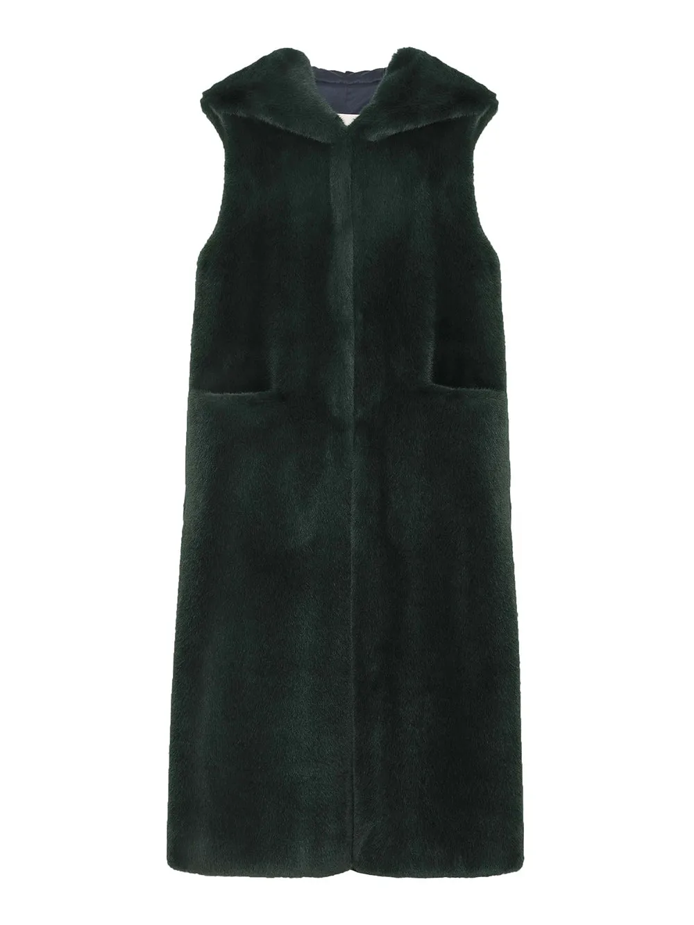 FAUX FUR LAON HOODED MAXI VEST