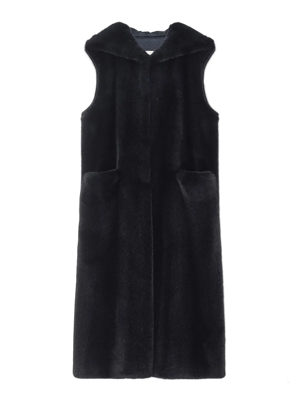 FAUX FUR LAON HOODED MAXI VEST