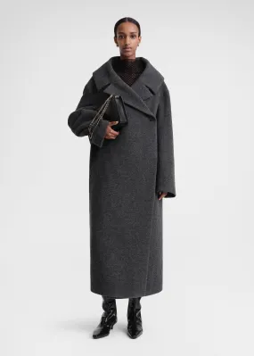 Felt wrap coat dark grey melange