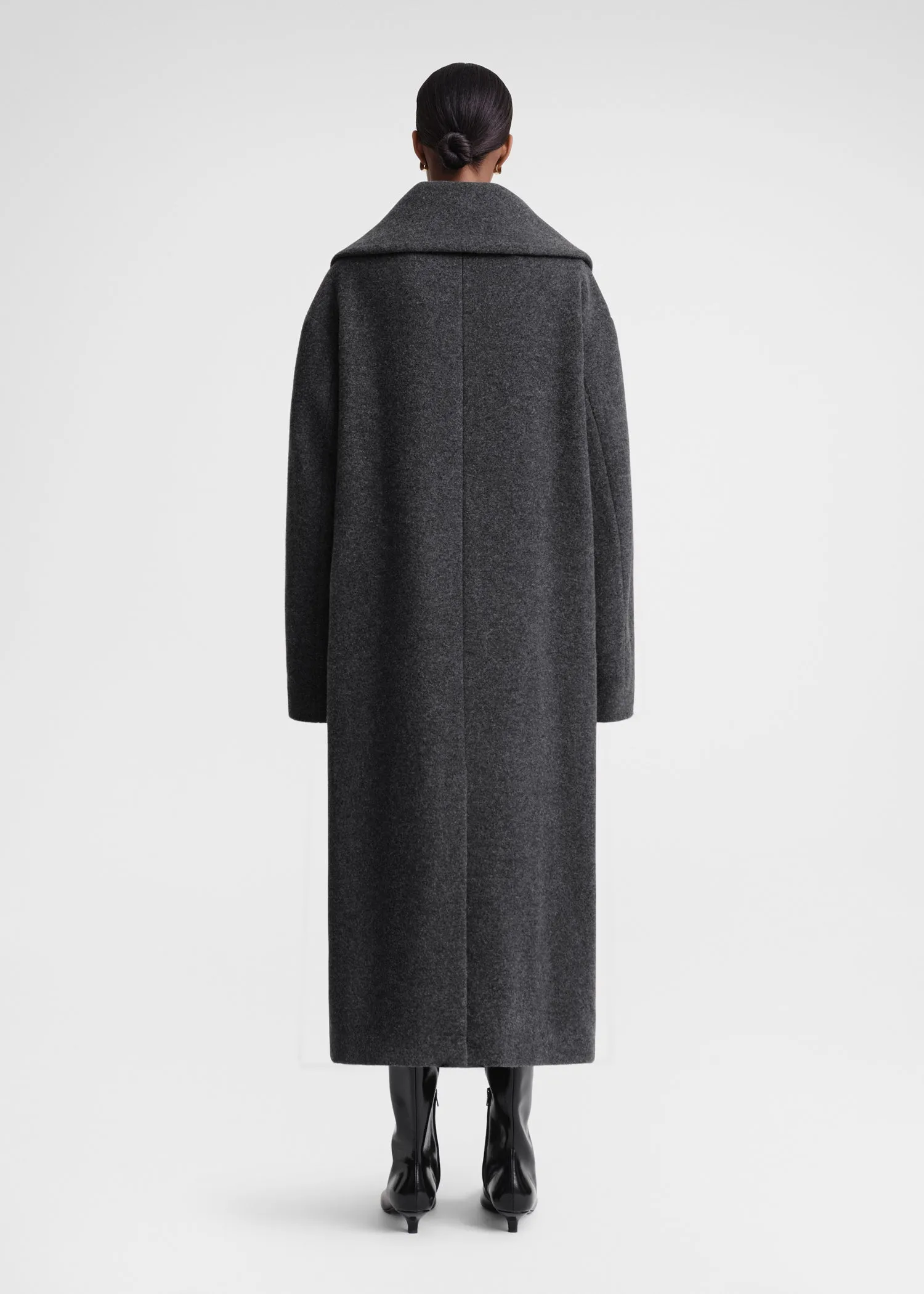 Felt wrap coat dark grey melange