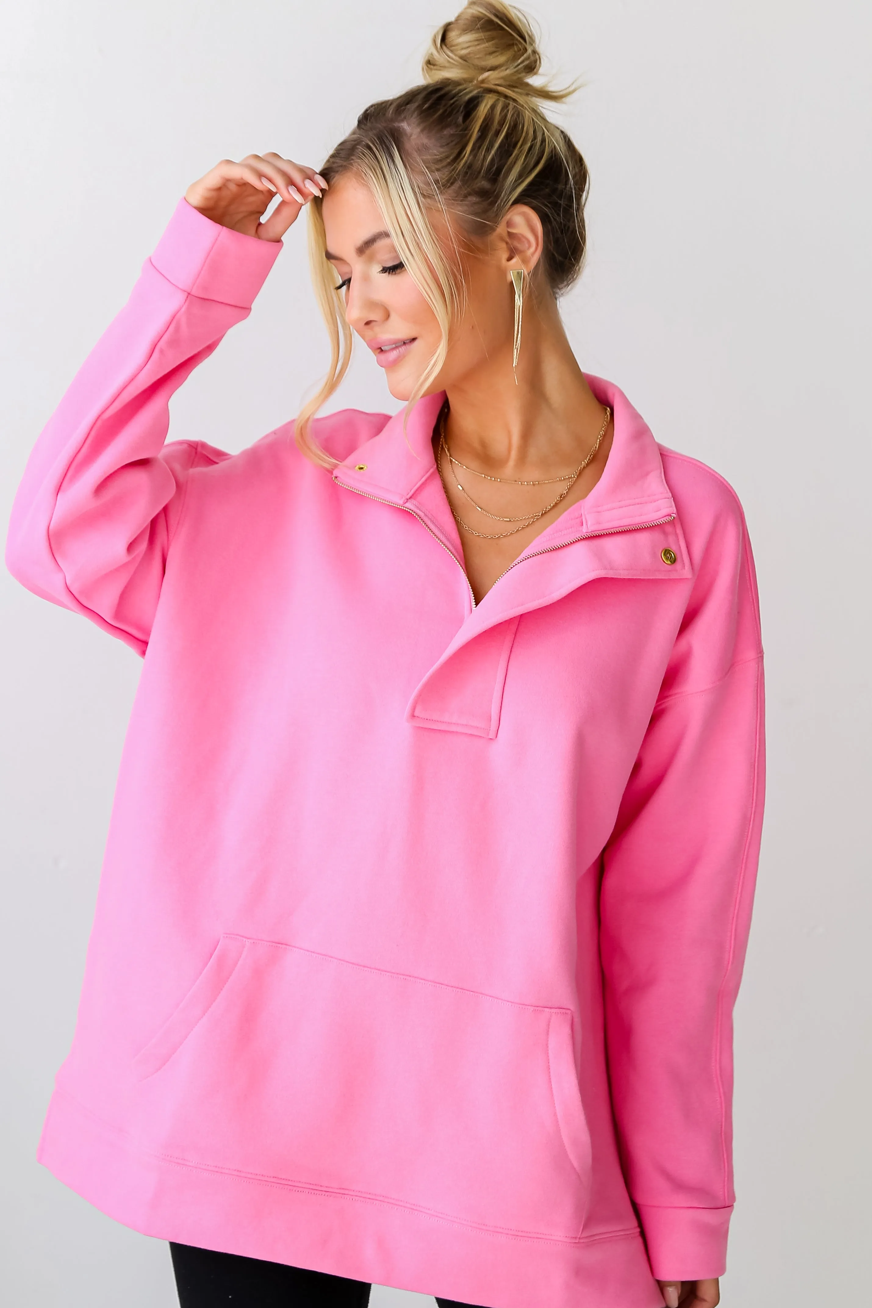 FINAL SALE - Love To Chill Oversized Fleece Quarter Zip Pullover