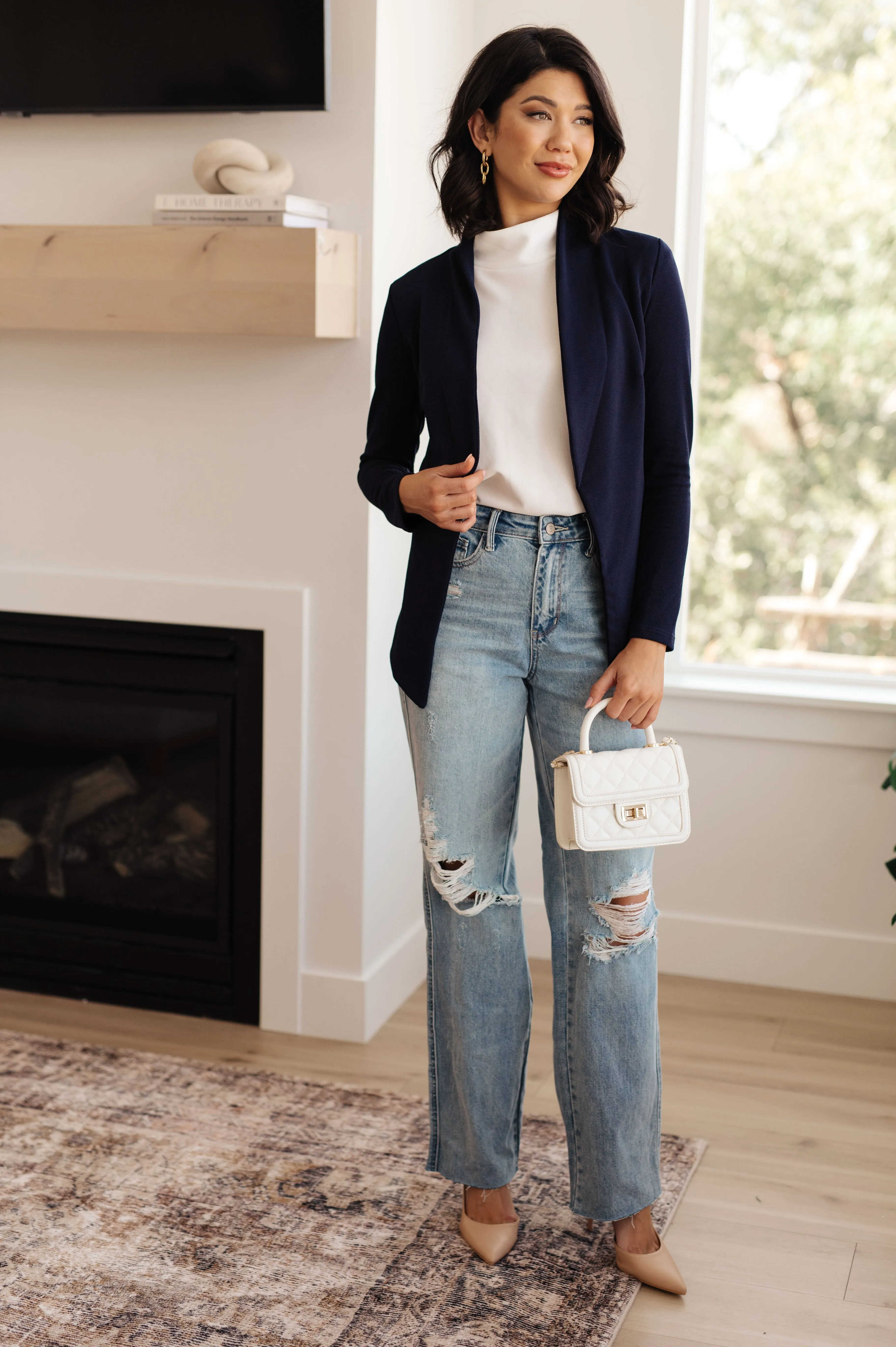 Fitted Blazer in Navy