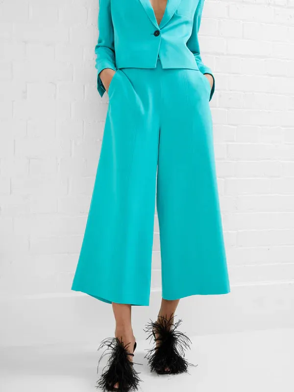 French Connection Echo Crepe Culottes-Jaded Teal-74VBC