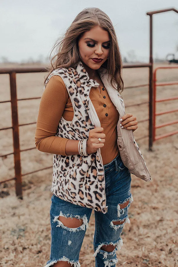 Frozen Kisses Reversible Leopard Vest in Birch