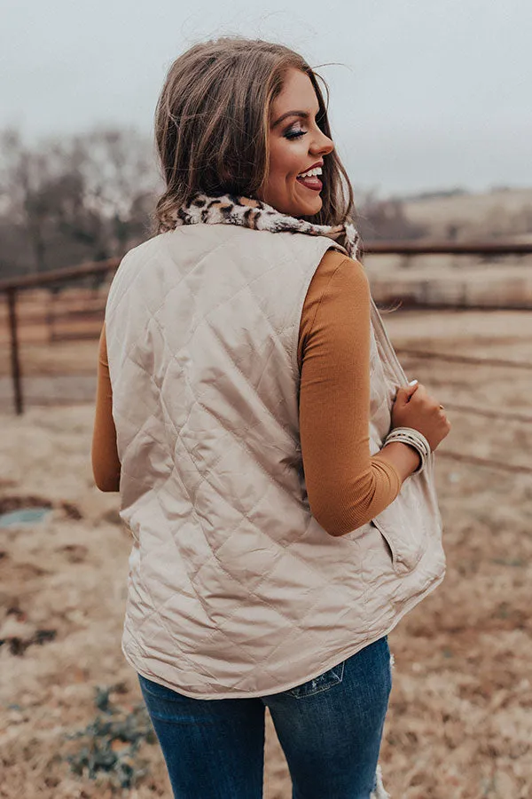 Frozen Kisses Reversible Leopard Vest in Birch