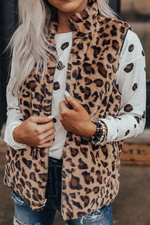 Frozen Kisses Reversible Leopard Vest in Black