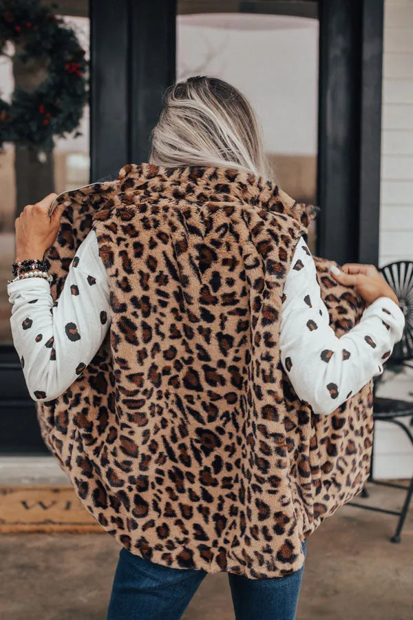 Frozen Kisses Reversible Leopard Vest in Black