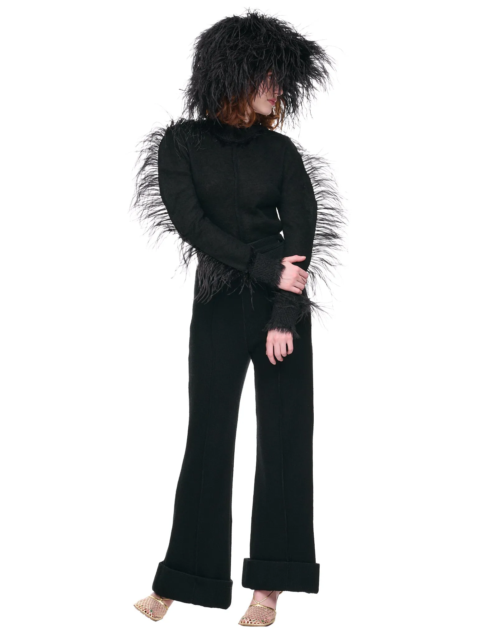 Fur Tape Knit Poullover (TA22-XN003-3-BLACK)