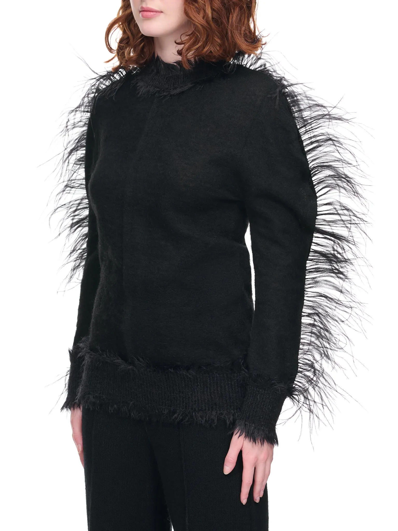 Fur Tape Knit Poullover (TA22-XN003-3-BLACK)