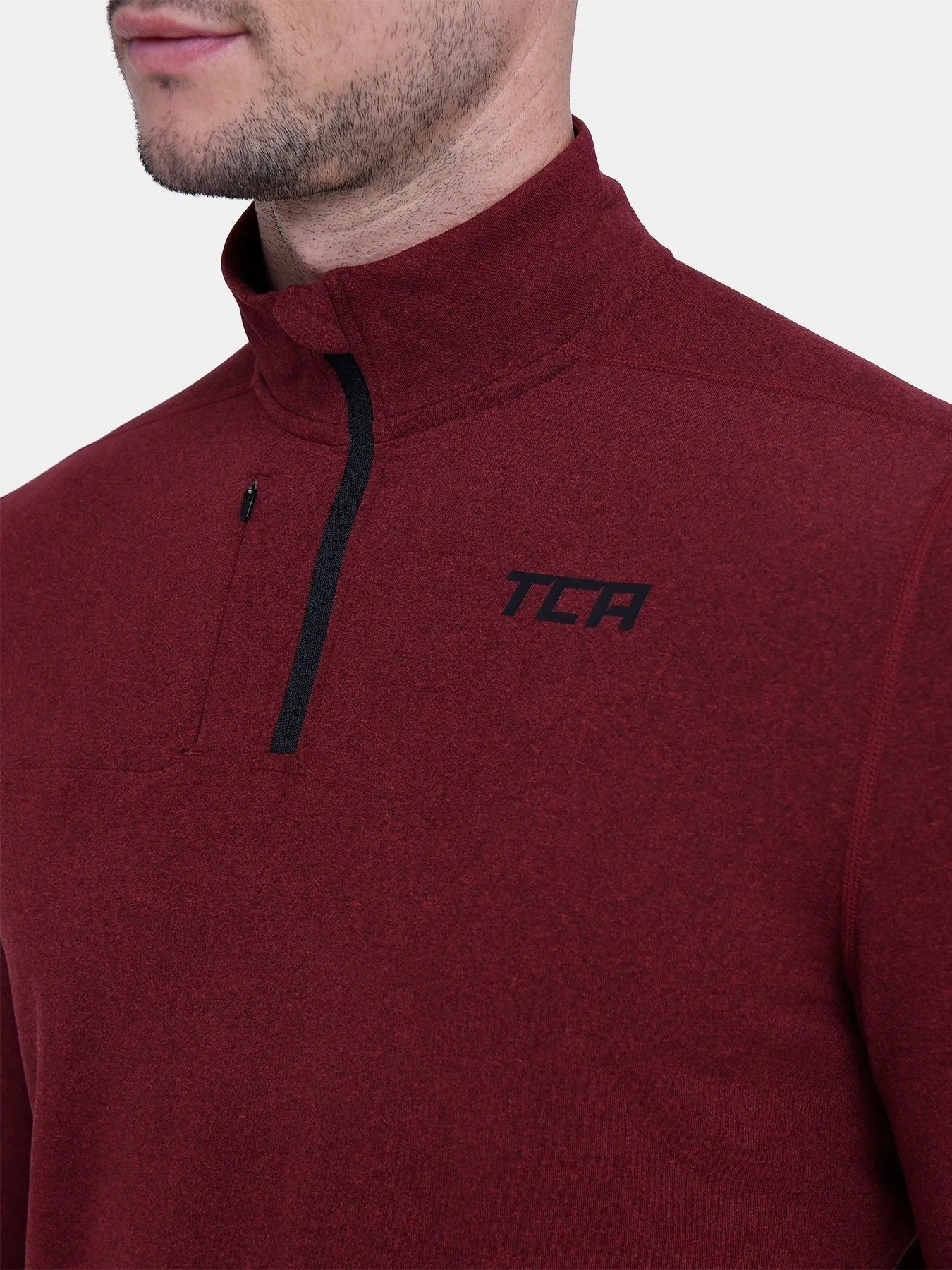 Fusion Half Zip Running Top For Men With Thumbholes & Chest Zip Pocket