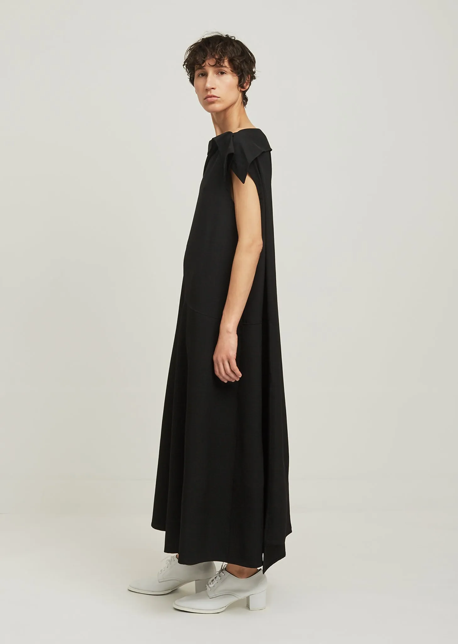 Gabardine Draped Sleeveless Dress