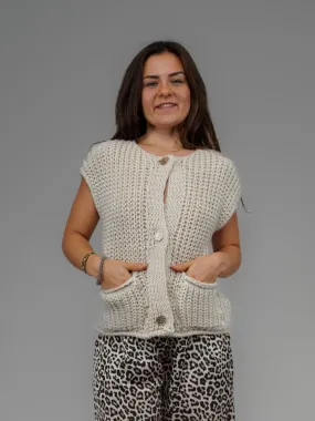 Gilet en crochet beige - 1220