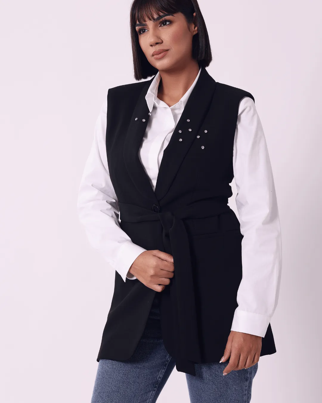 Gilet Noir Avec Ceinture