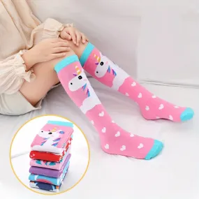 Girls Cute Cartoon Knitted Knee High Socks Comfy  Breathable