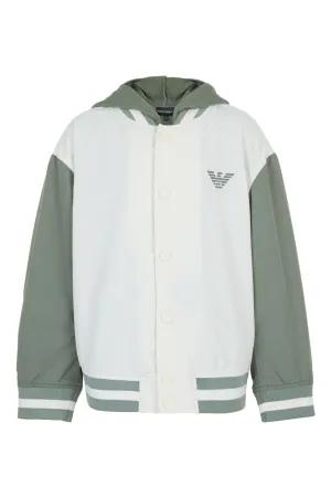 Green Cream Varsity Hooded Jacket