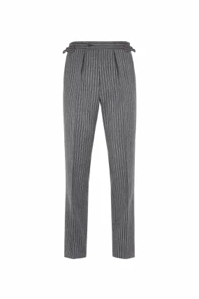 Grey Wool Cashmere Stripe Morning Trousers