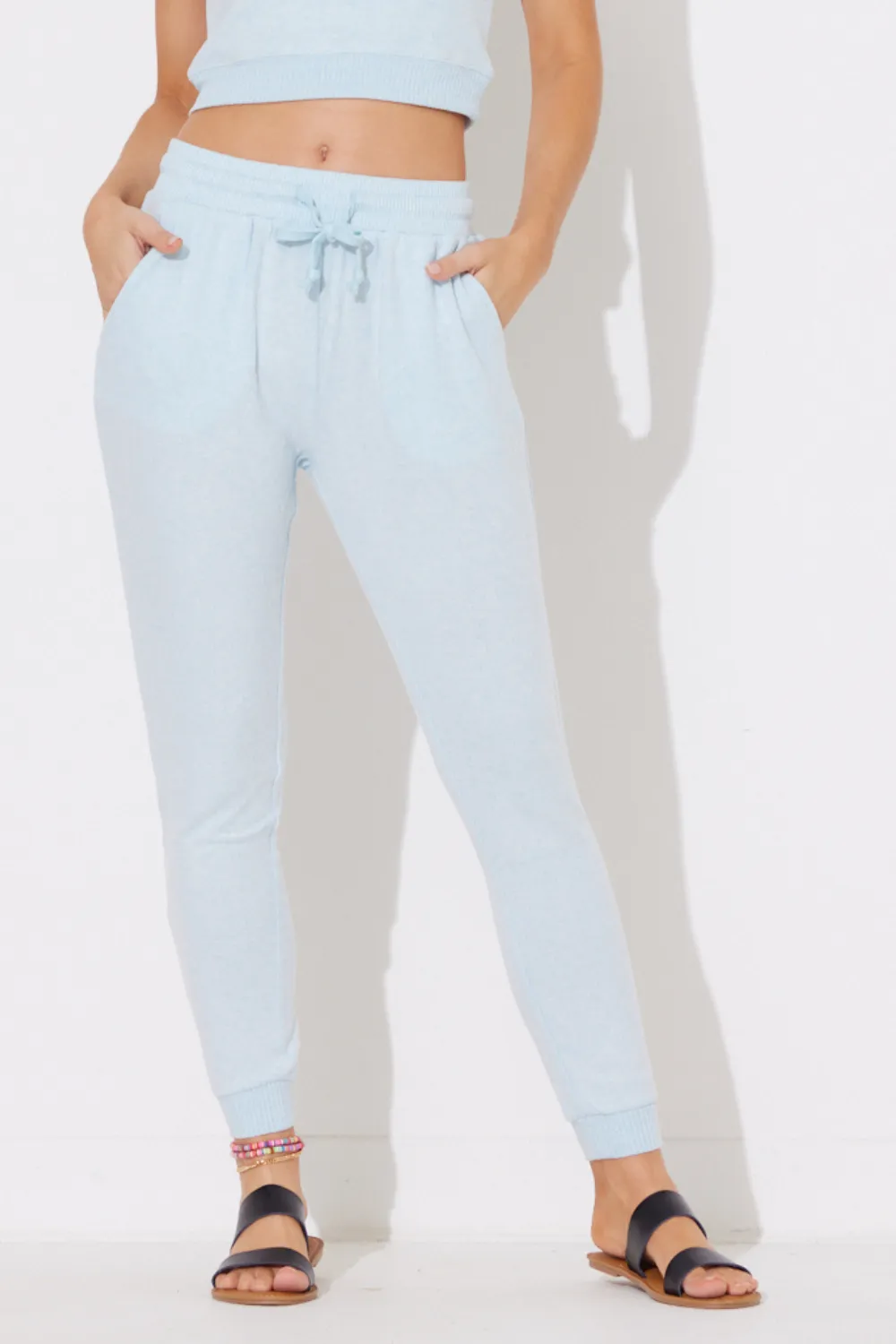 Heather Sky Blue Hacci Jogger