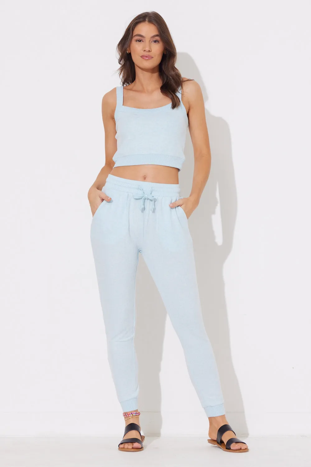 Heather Sky Blue Hacci Jogger