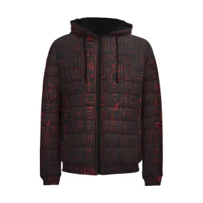 HIEROGLYPH RED PADDED HOODIE JACKET Men's Padded Hooded Jacket