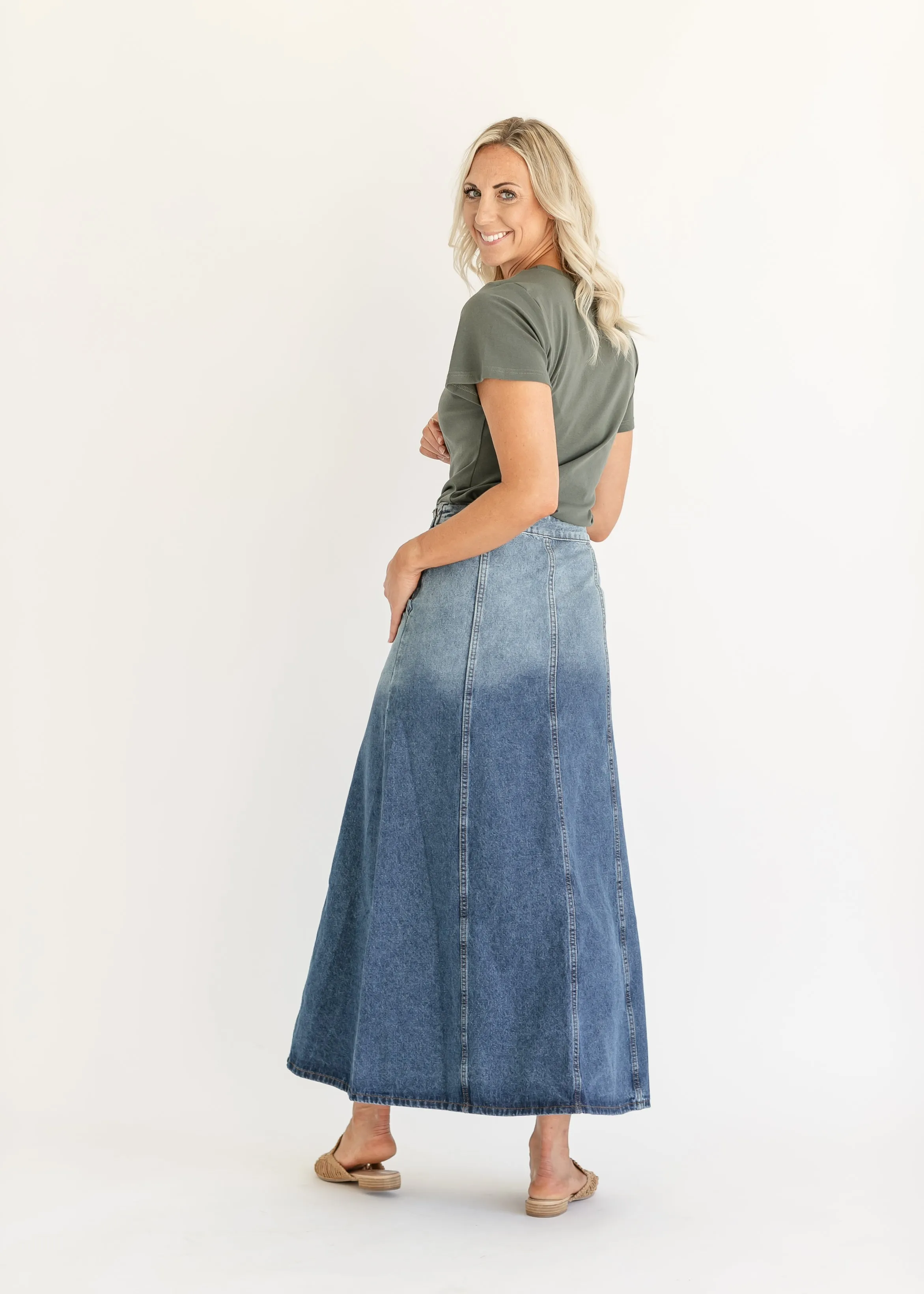 Holly Paneled Denim Maxi Skirt - FINAL SALE