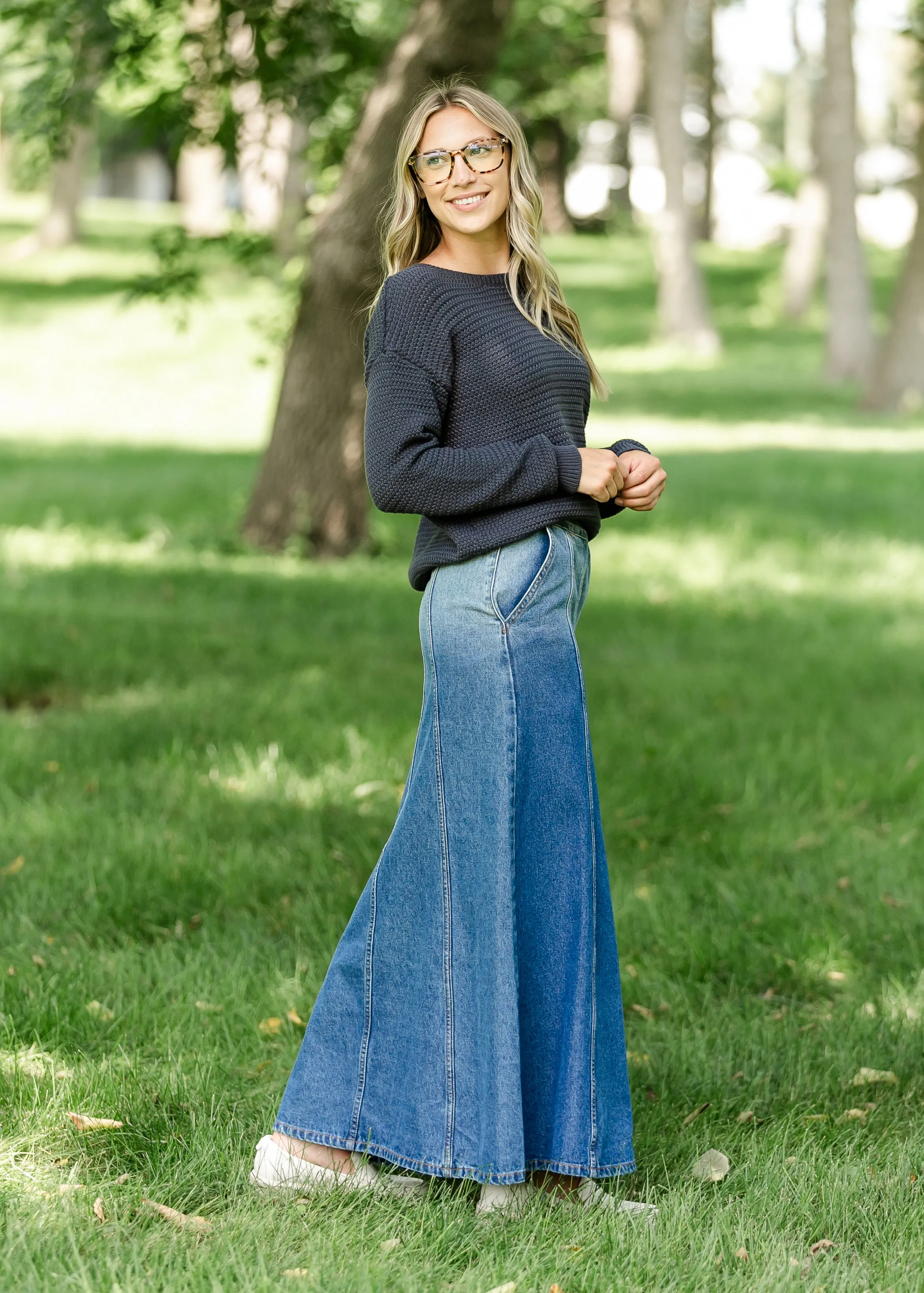 Holly Paneled Denim Maxi Skirt - FINAL SALE