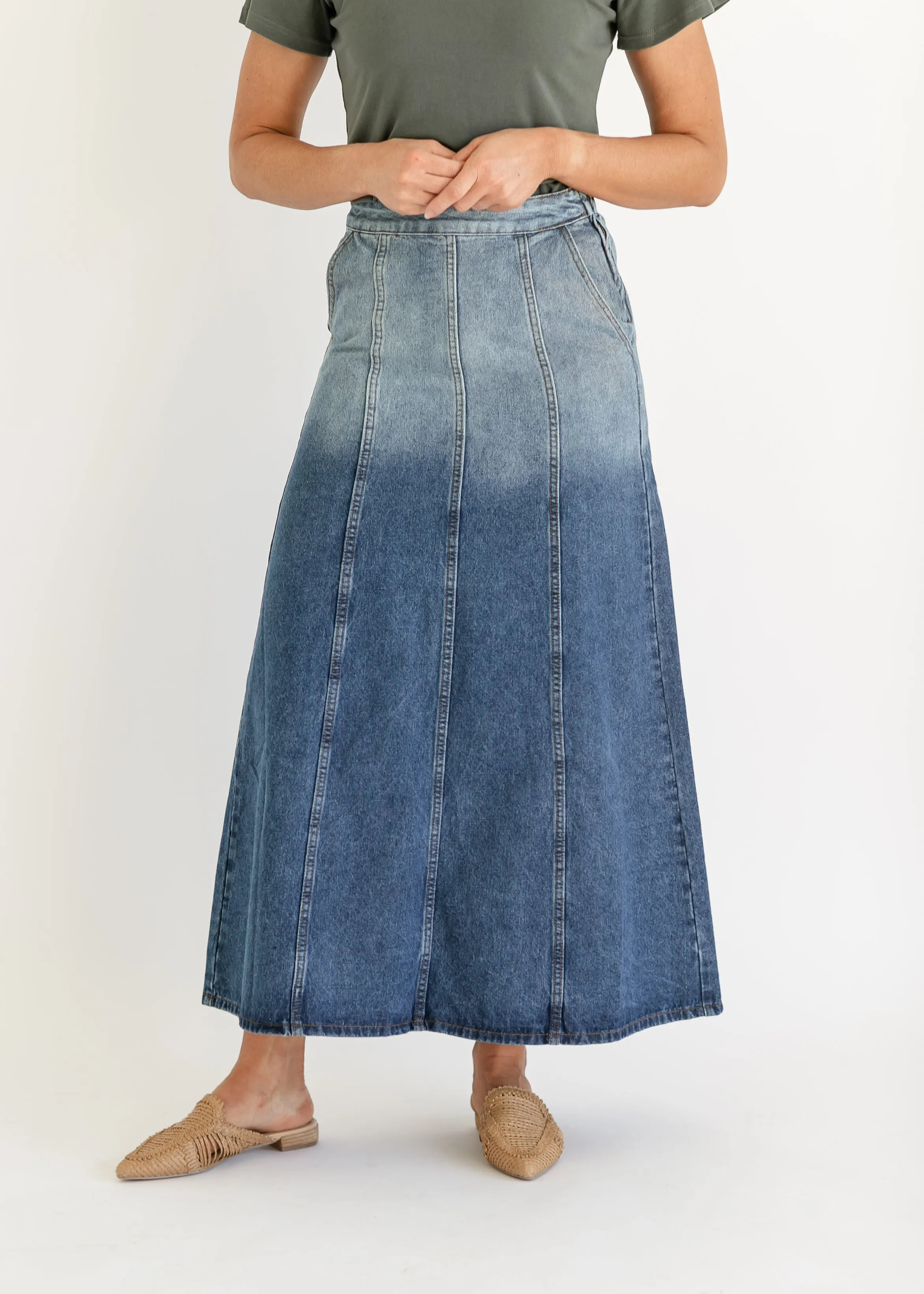 Holly Paneled Denim Maxi Skirt - FINAL SALE