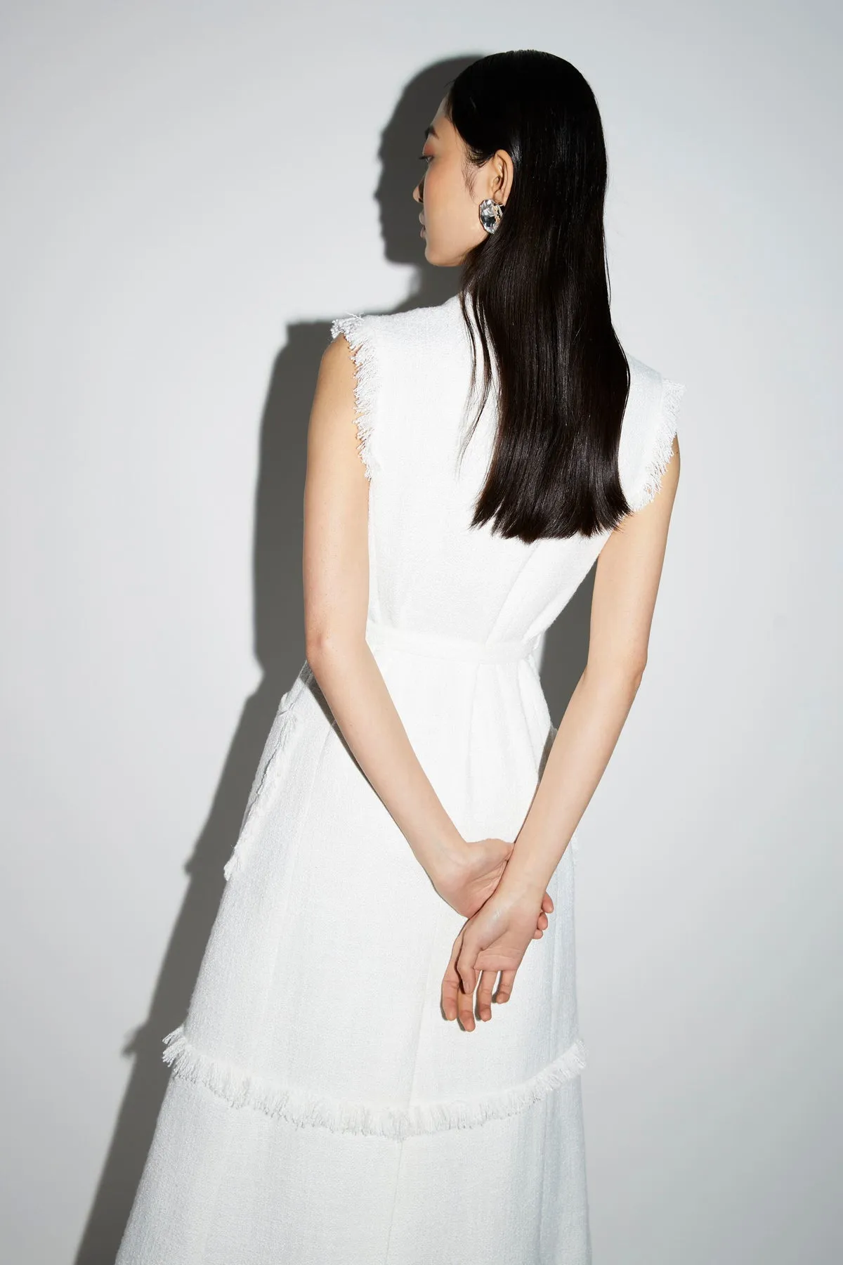 Huishan Zhang - Felicity Dress in White Tweed