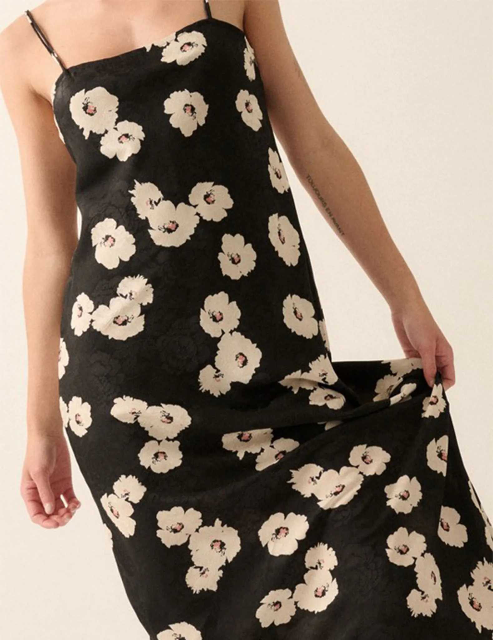 Idalia Black Floral Slip Dress