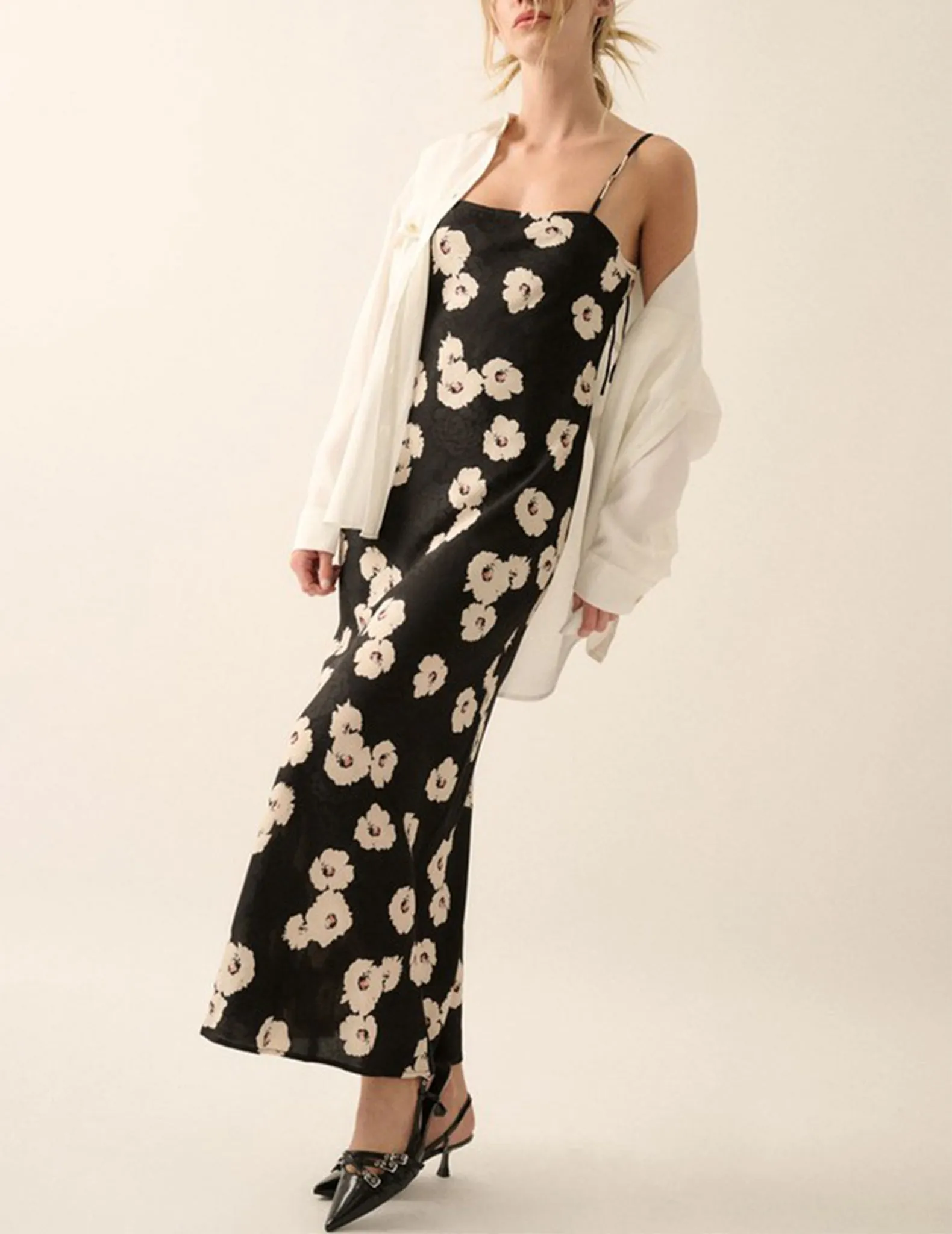 Idalia Black Floral Slip Dress