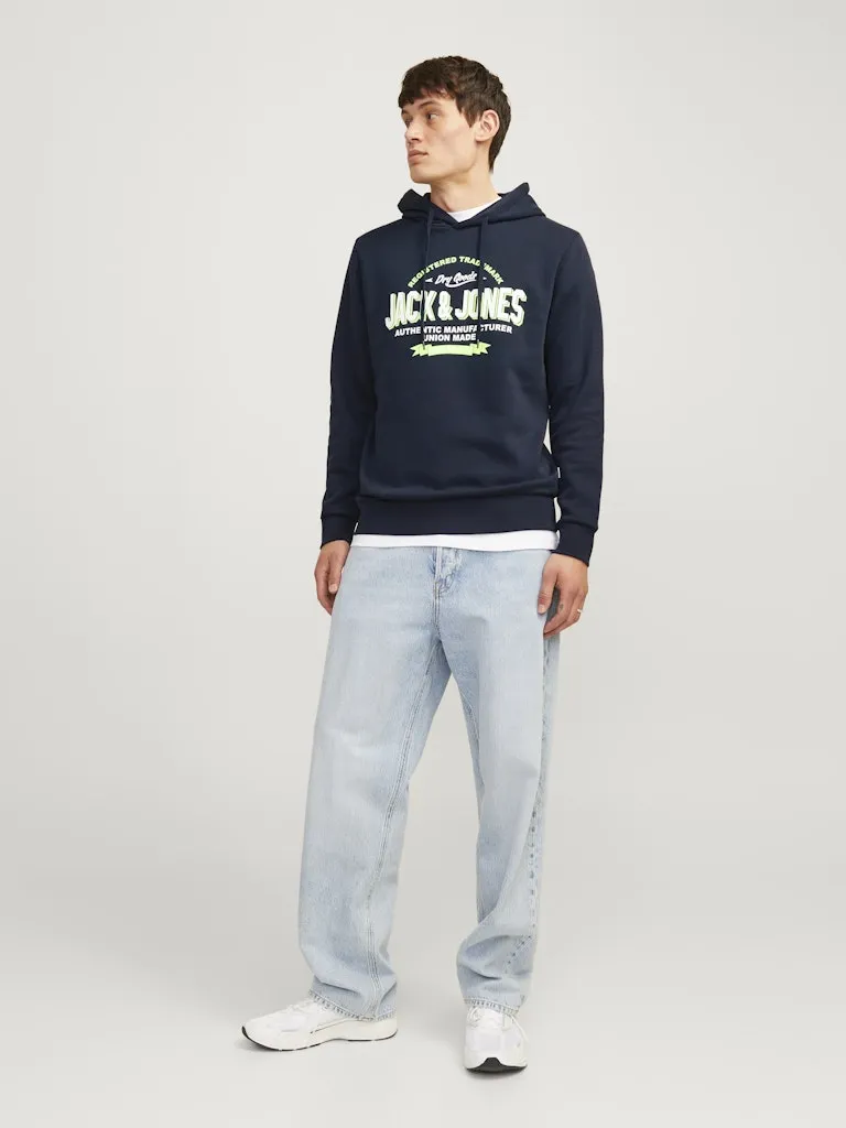 JACK & JONES JJELOGO SWEAT HOOD 2 COL 24/25 NOOS Navy Blazer