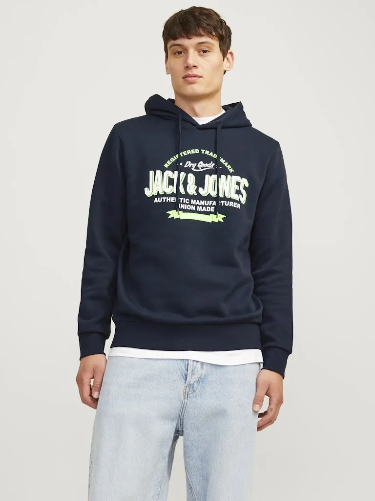 JACK & JONES JJELOGO SWEAT HOOD 2 COL 24/25 NOOS Navy Blazer