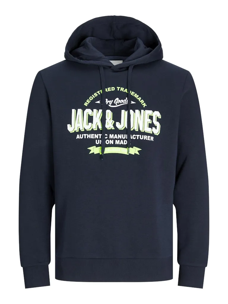 JACK & JONES JJELOGO SWEAT HOOD 2 COL 24/25 NOOS Navy Blazer