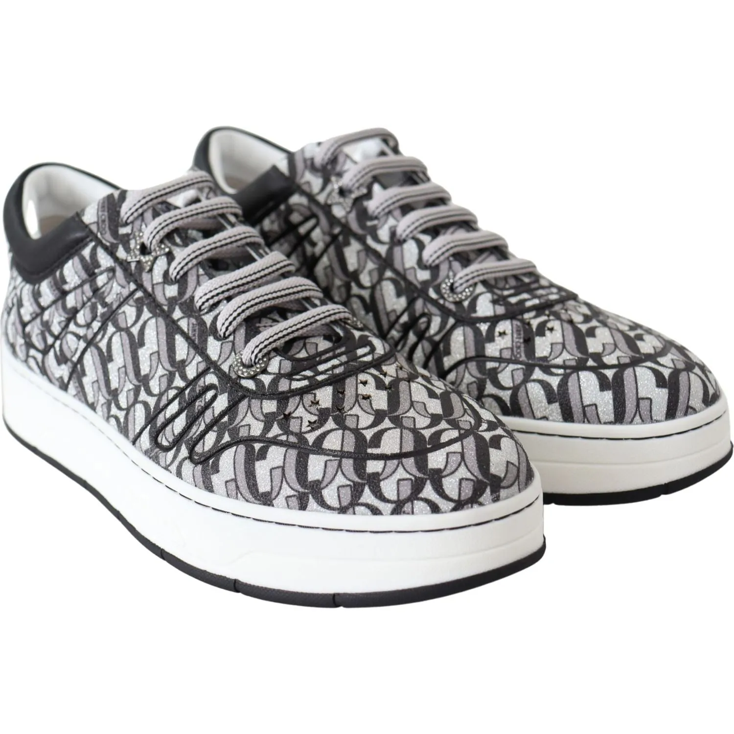 Jimmy Choo Glittering Slip-On Sneakers - Silver and Black