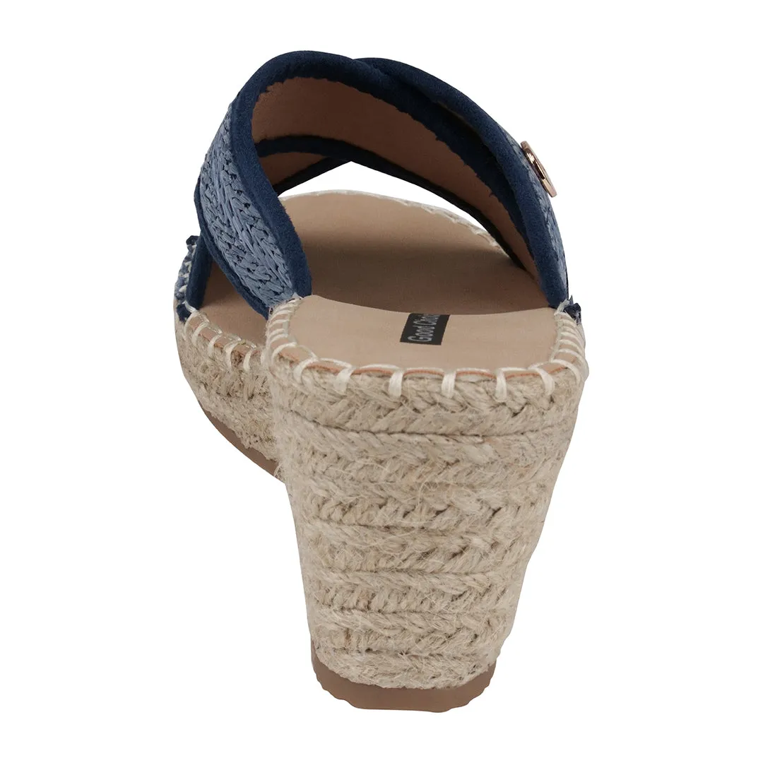 Jimmy Navy Espadrille Wedge Sandals