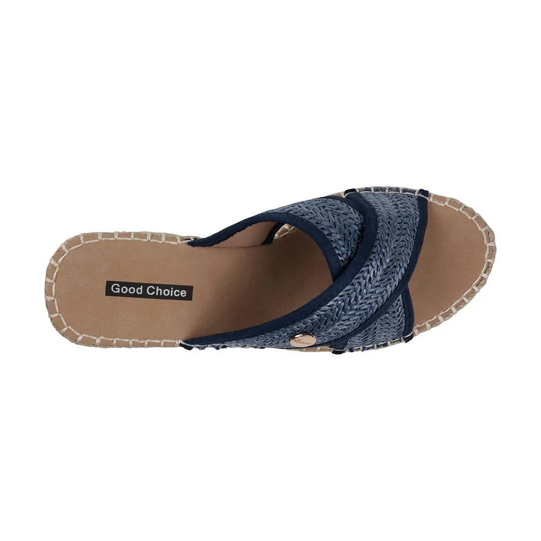 Jimmy Navy Espadrille Wedge Sandals