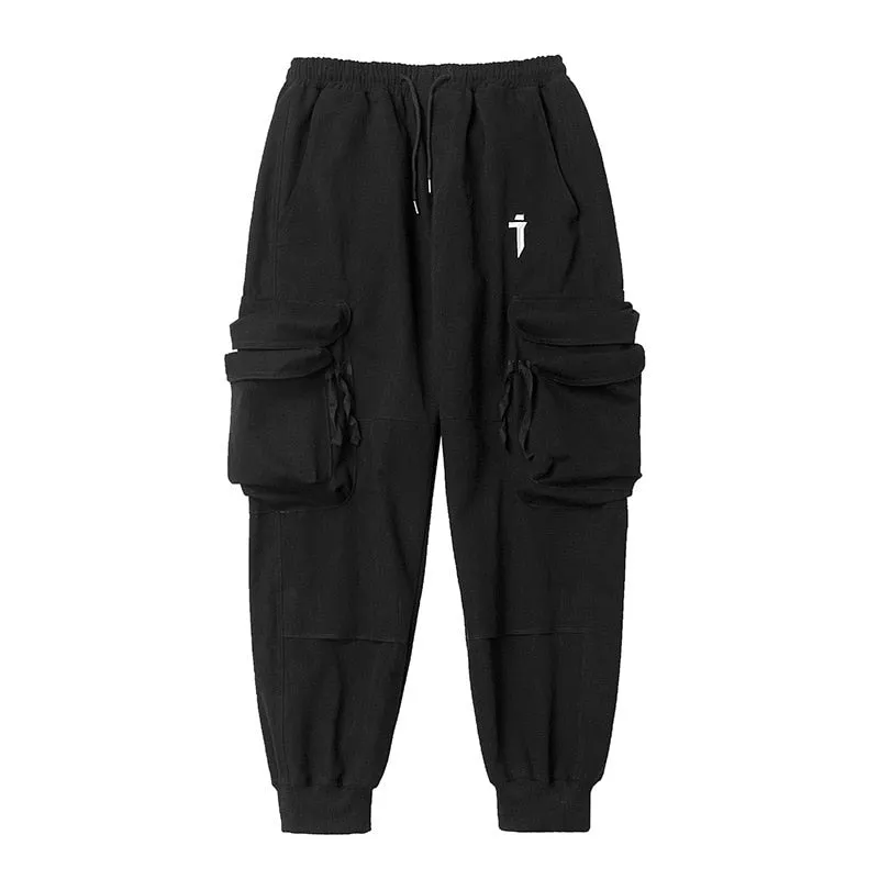 Joggers Cargo Pants Sweatpants Techwear  Hip Hop Multi-Pocket Function Loose Trousers Black Streetwear