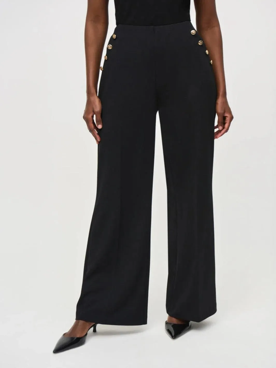 Joseph Ribkoff High Rise Wide Leg Trousers Black