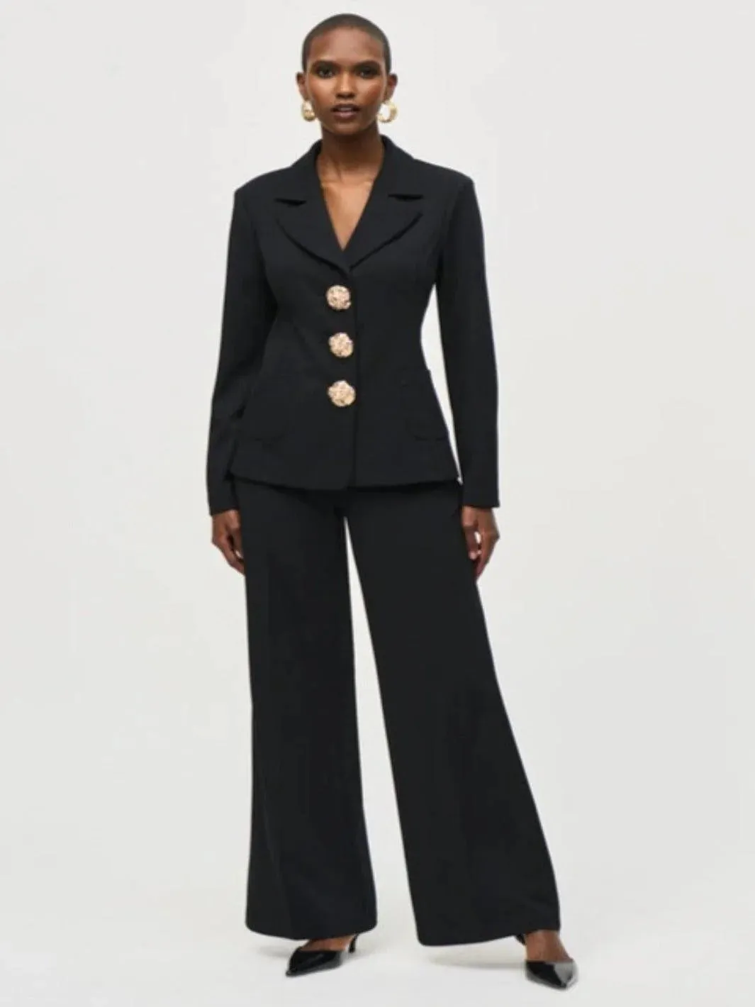 Joseph Ribkoff High Rise Wide Leg Trousers Black